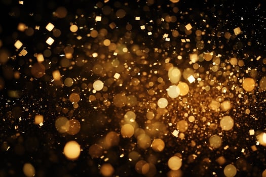 AI generated golden glitter vintage lights background. gold and black. de focused, Festive golden glittering background in the dark night, AI Generated photo
