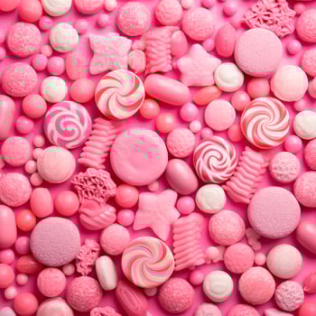 AI generated Pink candy on a pink background photo