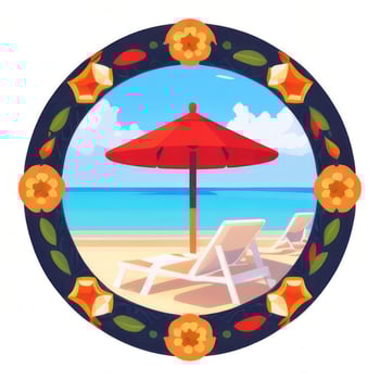 AI generated Summer Vibe Vacation Tropic Icon Clip Art Sticker Decoration Simple Background photo