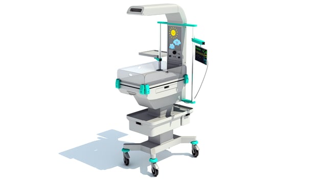 Anesthesia Respiratory Workstation Trolley medical equipment 3D rendering on white background photo