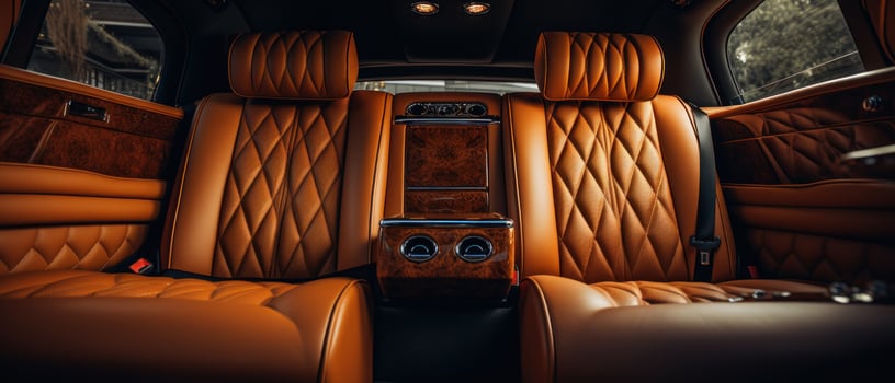 AI generated Luxury car interior with tan leather seats, classic elegance. AI generative. photo