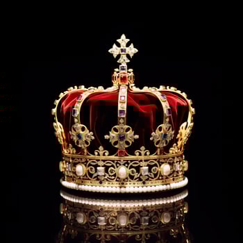 AI generated The Royal Coronation Crown Isolated on a Black Background. Generative AI photo