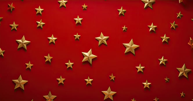 AI Generated red and gold christmas background with a stars photo
