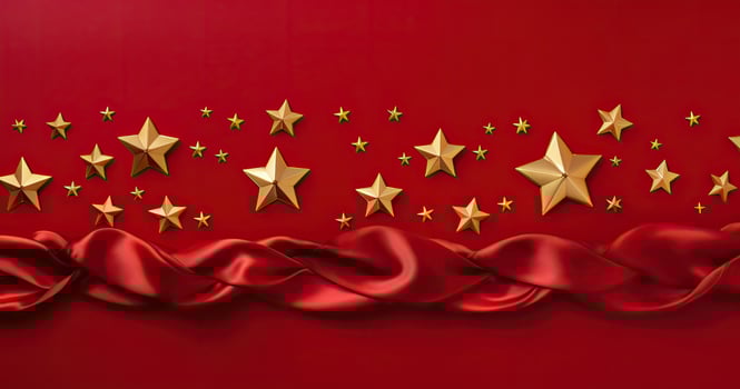 AI Generated red and gold christmas background with a stars photo