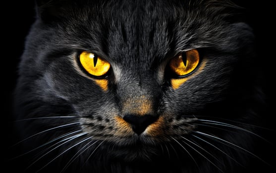 AI Generated The muzzle of a black cat with yellow eyes. The face of a cat. photo