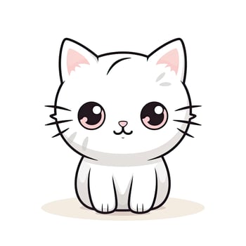 AI generated Cute Kawaii cat clipart icon white background. AI Generated photo