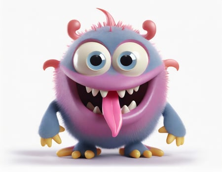AI generated Tongue-Tied Monster. A Cute and Playful Creature Sporting a Long Tongue, Adding a Touch of Whimsy and Charm to Its Adorable Appearance. photo