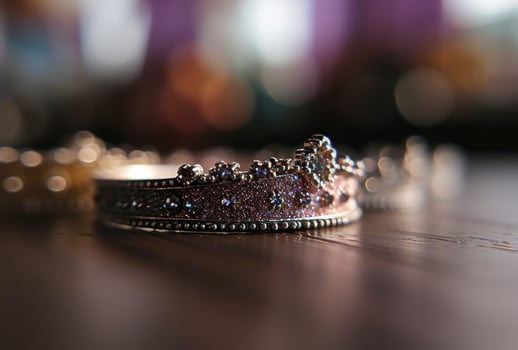 AI generated glittery crowns as props for a princess party photo