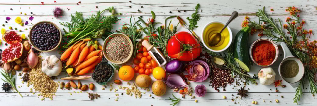 AI generated Winter vegetarian, vegan food cooking ingredients photo