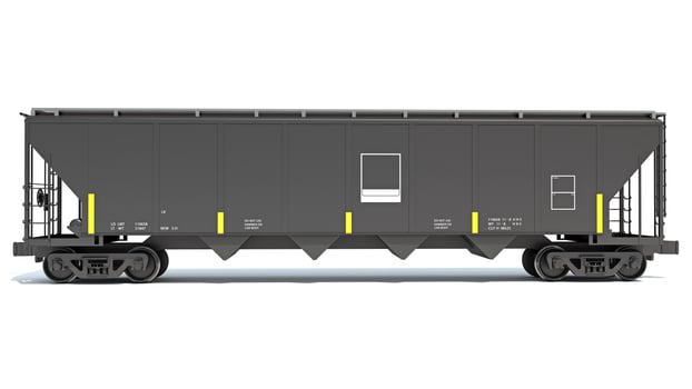 Railroad Hopper Car 3D rendering on white background photo