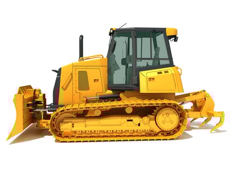 Tracked Dozer heavy construction machinery 3D rendering on white background photo