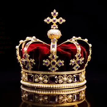 AI generated The Royal Coronation Crown Isolated on a Black Background. Generative AI photo