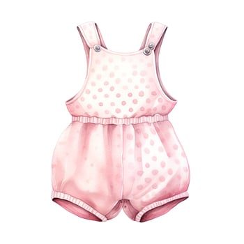 AI generated Pink baby girl romper in watercolors on a white background. AI Generated photo