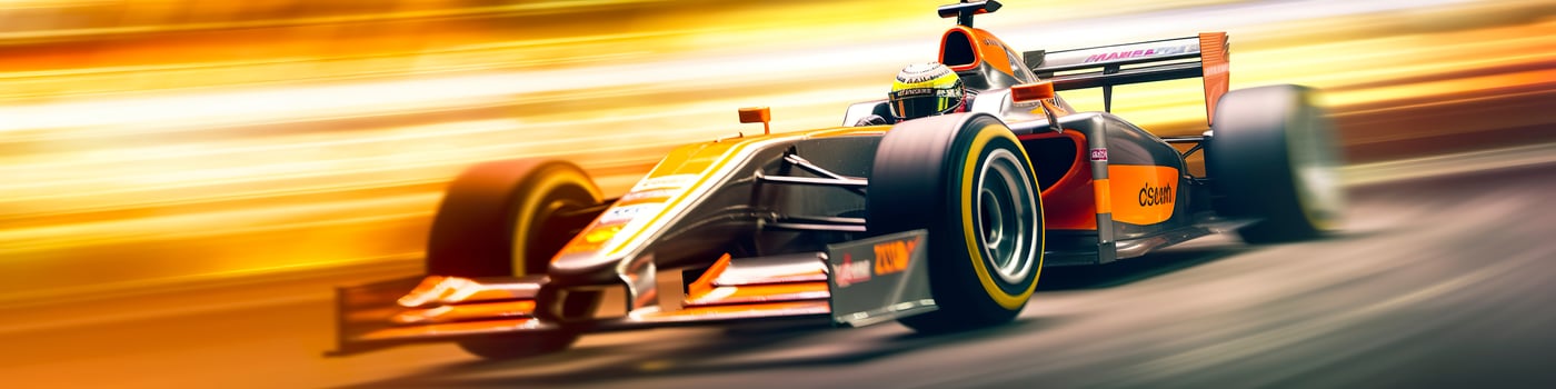 AI generated Racing car at high speed. Racer on a racing car passes the track. Motor sports competitive team racing. Motion blur background. Generative AI photo
