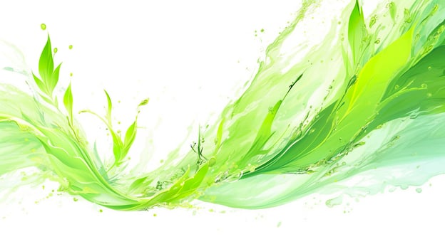 AI generated Green herbal tea wave splash with leaves flow. AI Generated photo