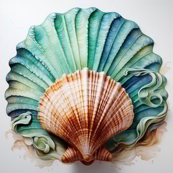 AI generated Watercolor Seashell clipart on white background. AI Generated photo