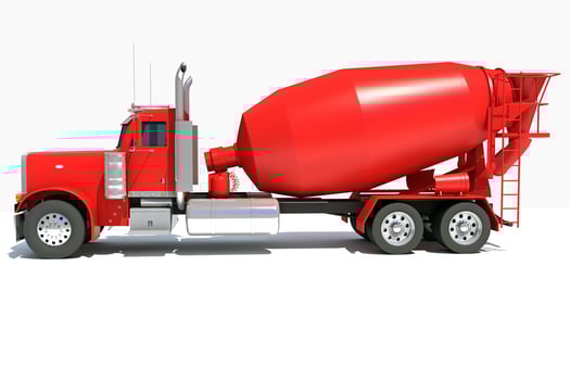 Concrete Mixer Truck heavy construction machinery 3D rendering on white background photo