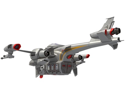 Spaceship 3D rendering on white background photo