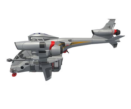 Spaceship 3D rendering on white background photo
