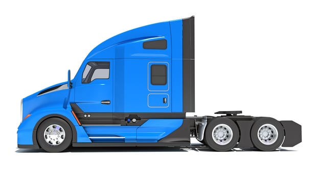 Semi Truck 3D rendering on white background photo