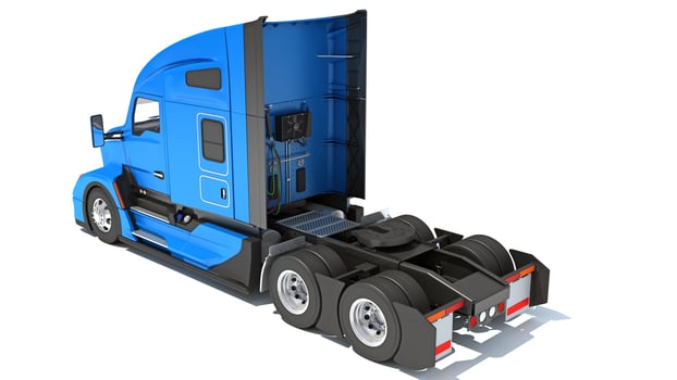 Semi Truck 3D rendering on white background photo