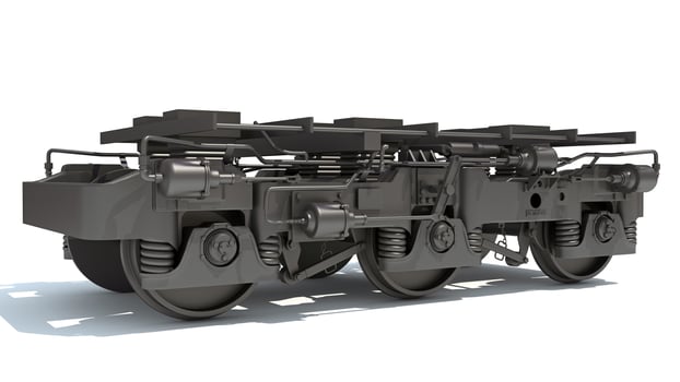 Train Locomotive Trucks Wheels 3D rendering on white background photo