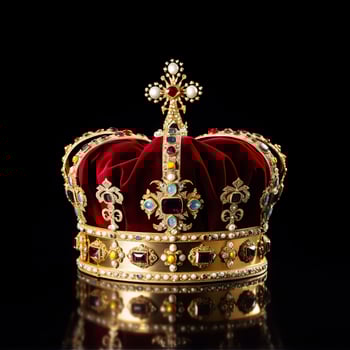 AI generated The Royal Coronation Crown Isolated on a Black Background. Generative AI photo