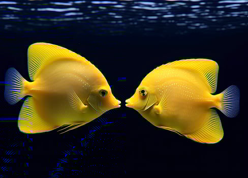 AI generated Two yellow tangs, face to face.  AI Generated. photo