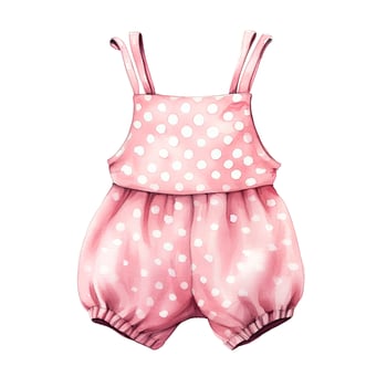 AI generated Pink baby girl romper in watercolors on a white background. AI Generated photo