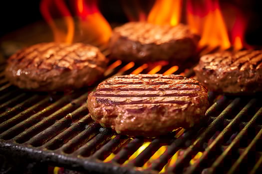 AI generated Hamburgers on the grill. AI Generated photo