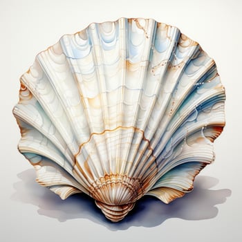 AI generated Watercolor Seashell clipart on white background. AI Generated photo