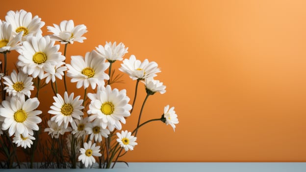 AI generated chamomile flower on pastel background with copy space photo