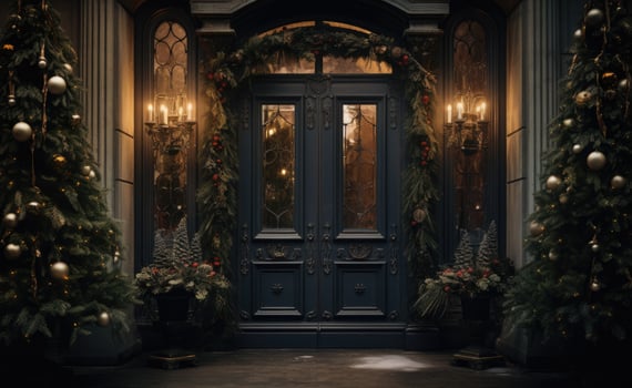 AI generated christmas door decor front doors and porches photo
