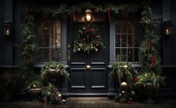 AI generated christmas door decor front doors and porches photo