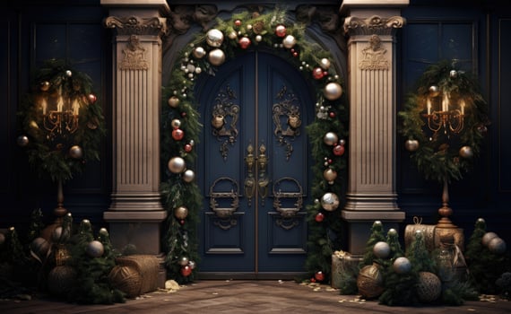 AI generated christmas door decor front doors and porches photo