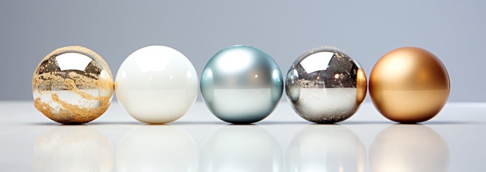 AI generated four silver snow capped balls on a blue background photo