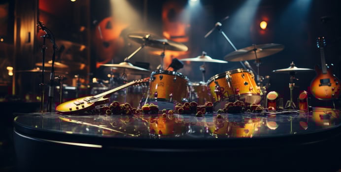 AI generated music recording studio in the dark photo