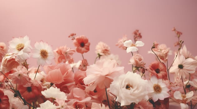 AI generated pink and white flowers on pink background photo