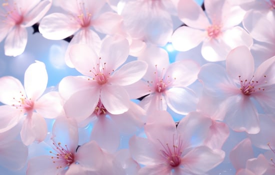 AI generated shows a bright color white and pink sakura blossom background photo