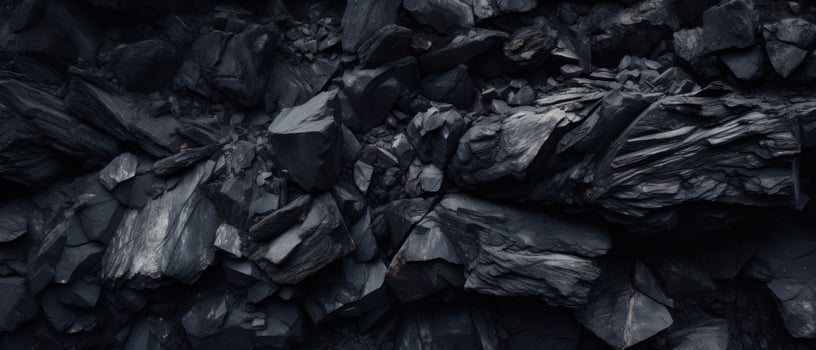 AI generated Close-up of a dark, heavy heap of varied coal. AI generative. photo