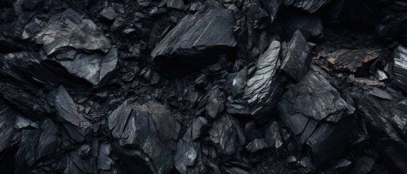 AI generated Close-up of a dark, heavy heap of varied coal. AI generative. photo