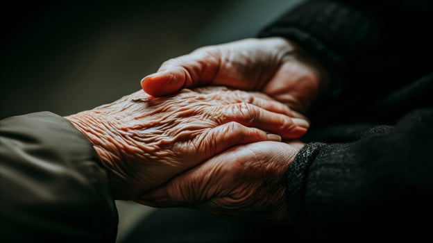 AI generated Old hands expressing unity and solidarity. Generative AI photo
