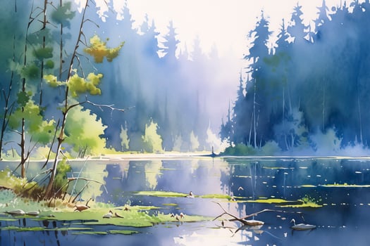 AI generated The serenity of a secluded forest lake.AI Generated photo