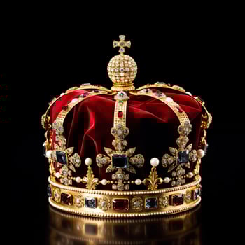 AI generated The Royal Coronation Crown Isolated on a Black Background. Generative AI photo