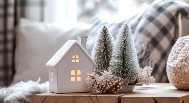 AI generated A cozy concept of festive home decoration for Christmas. AI Generated photo