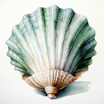 AI generated Watercolor Seashell clipart on white background. AI Generated photo