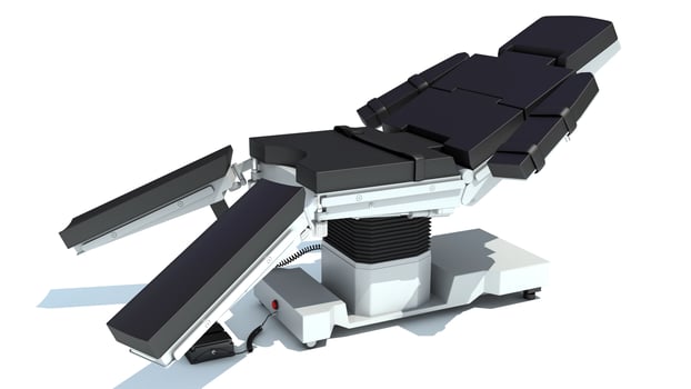 Operating Table medical equipment 3D rendering on white background photo