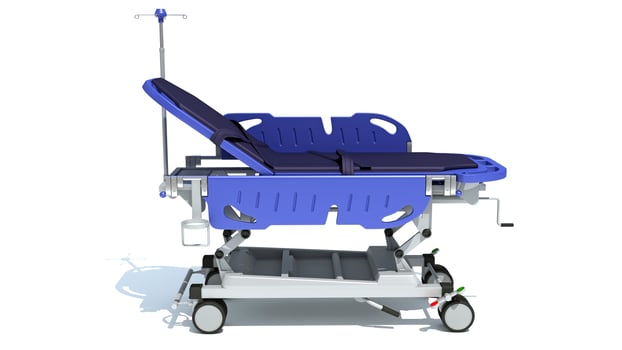 Medical Stretcher Trolley 3D rendering on white background photo