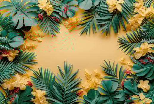 AI generated yellow background with some fitness equipment photo