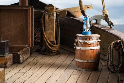 view on the deck of an old sailboat photo